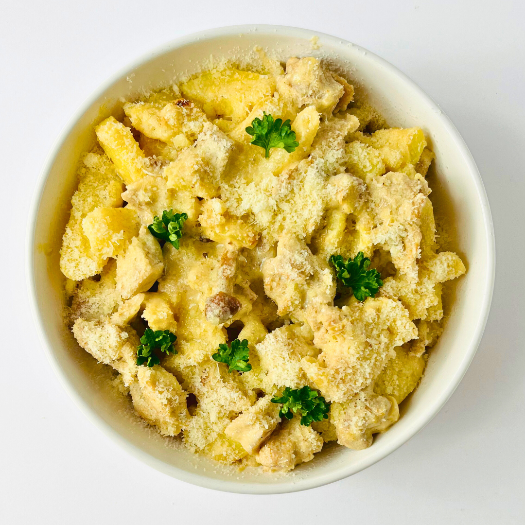 Курица по-двински с грибами и картофелем