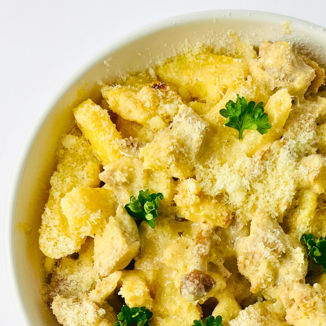 Курица по-двински с грибами и картофелем