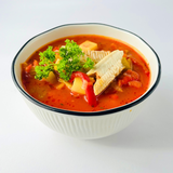 Мађарска рибља чорба Халасле са пастрмком, кромпиром, паприком и парадајзом