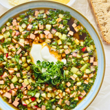 2 кг Окрошки с куриной колбасой, картошкой, яйцом и зеленью
