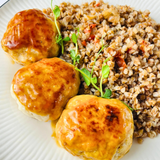 Нежные котлетки из индейки в терияки с томатной гречкой