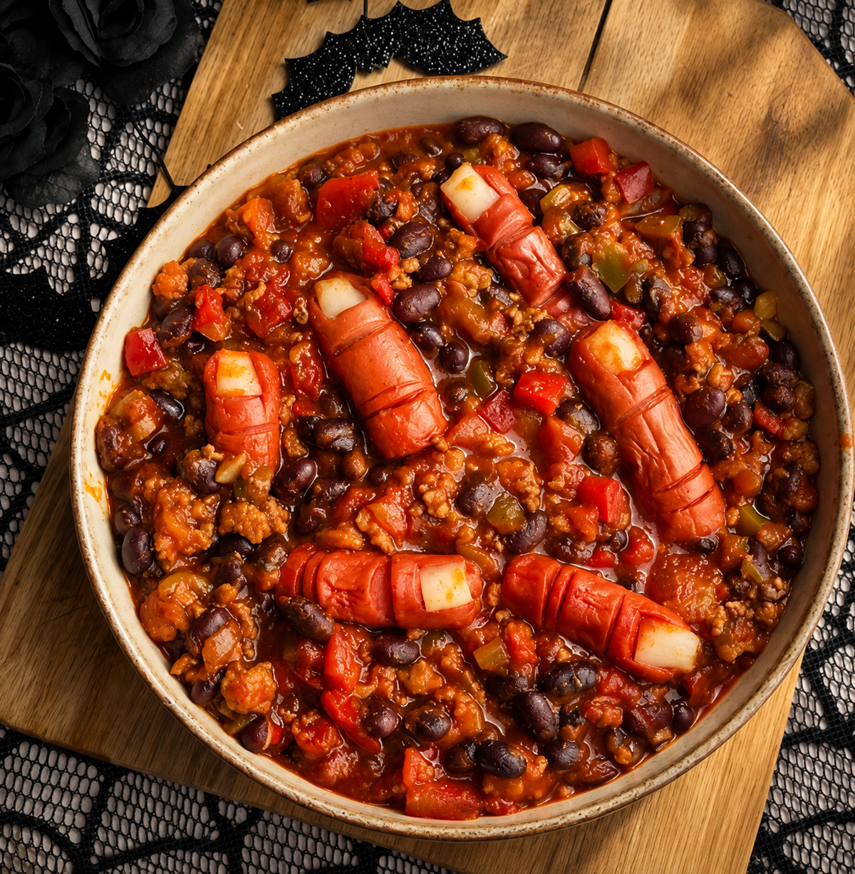 Хеллоиуинский чили с пальцами мертвеца